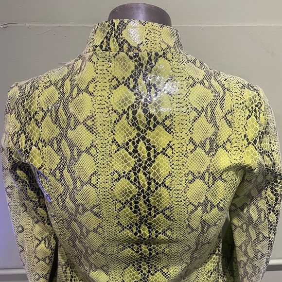 Vera Pelle Women jacket atialan leather green Snake Print Jacket M - Picture 2 of 5